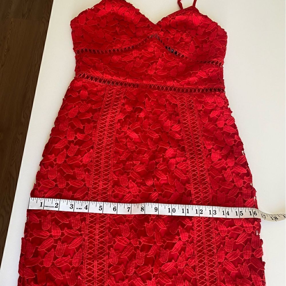 Bardot Red Roxy Leaf Lace Dress Size 4 - Picture 12 of 16
